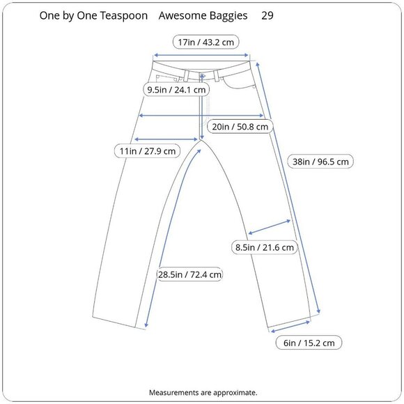 One by One Teaspoon Awesome Baggies Distressed Mid Rise Tapered Leg Jeans 29 - Picture 15 of 16